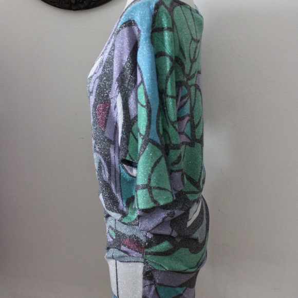 Y2K 2000's Custo Barcelona Sparkle Knitted Slouch Fit Sweater Tunic Top - Picture 2 of 4